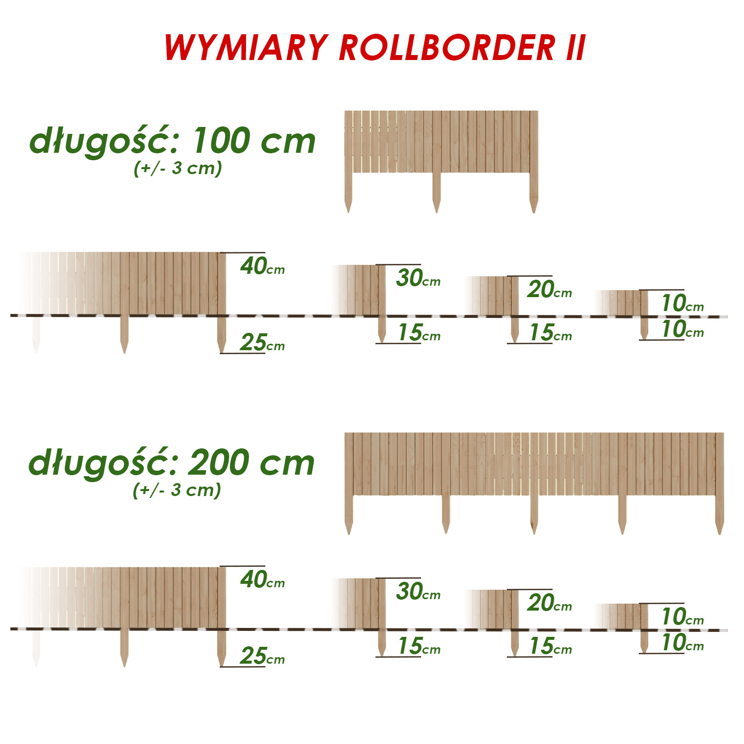 rollborder II drewniany płotek sosnowy